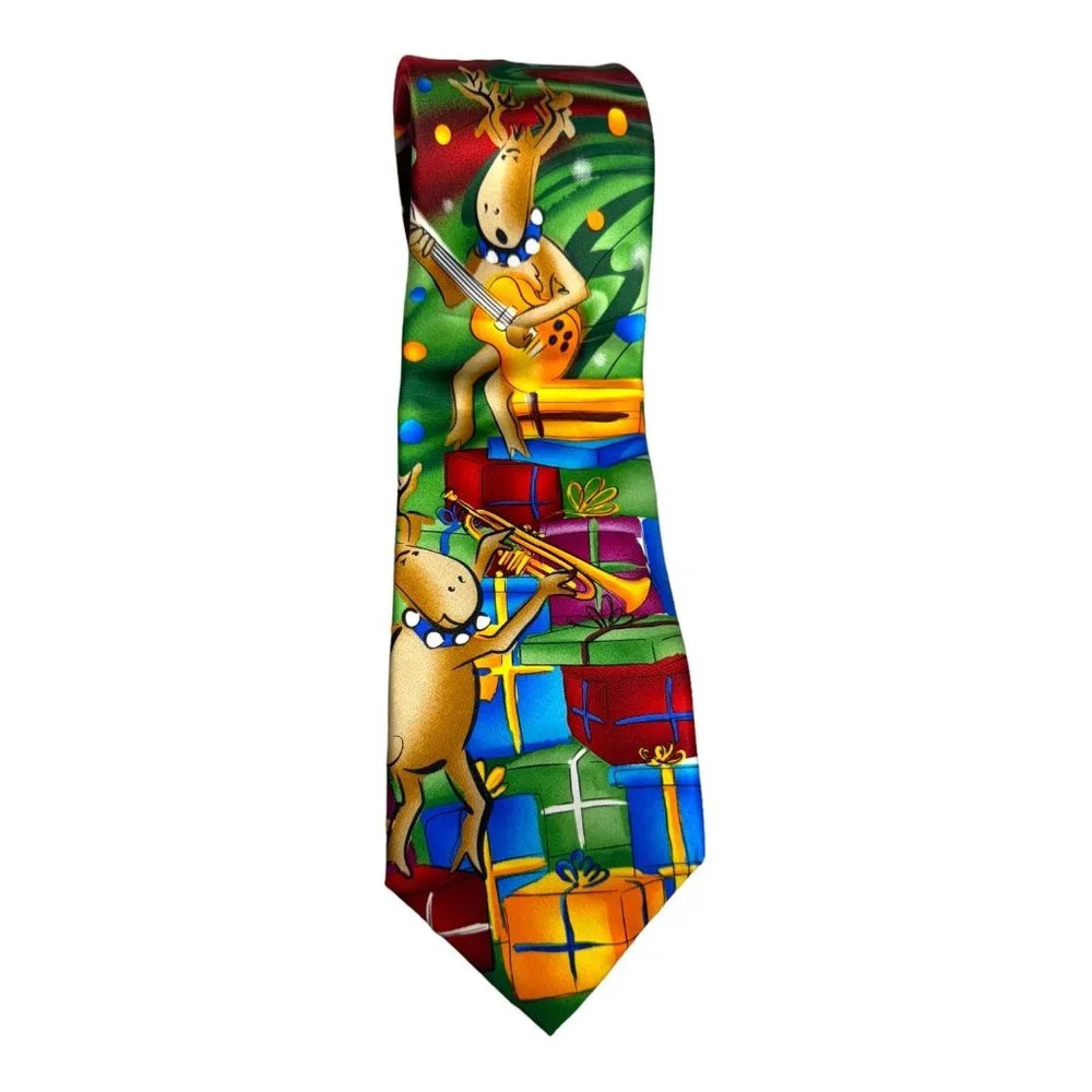 J. Garcia Dracula Claus Collection Sixty Christmas Men's Tie Reindeer & Gifts